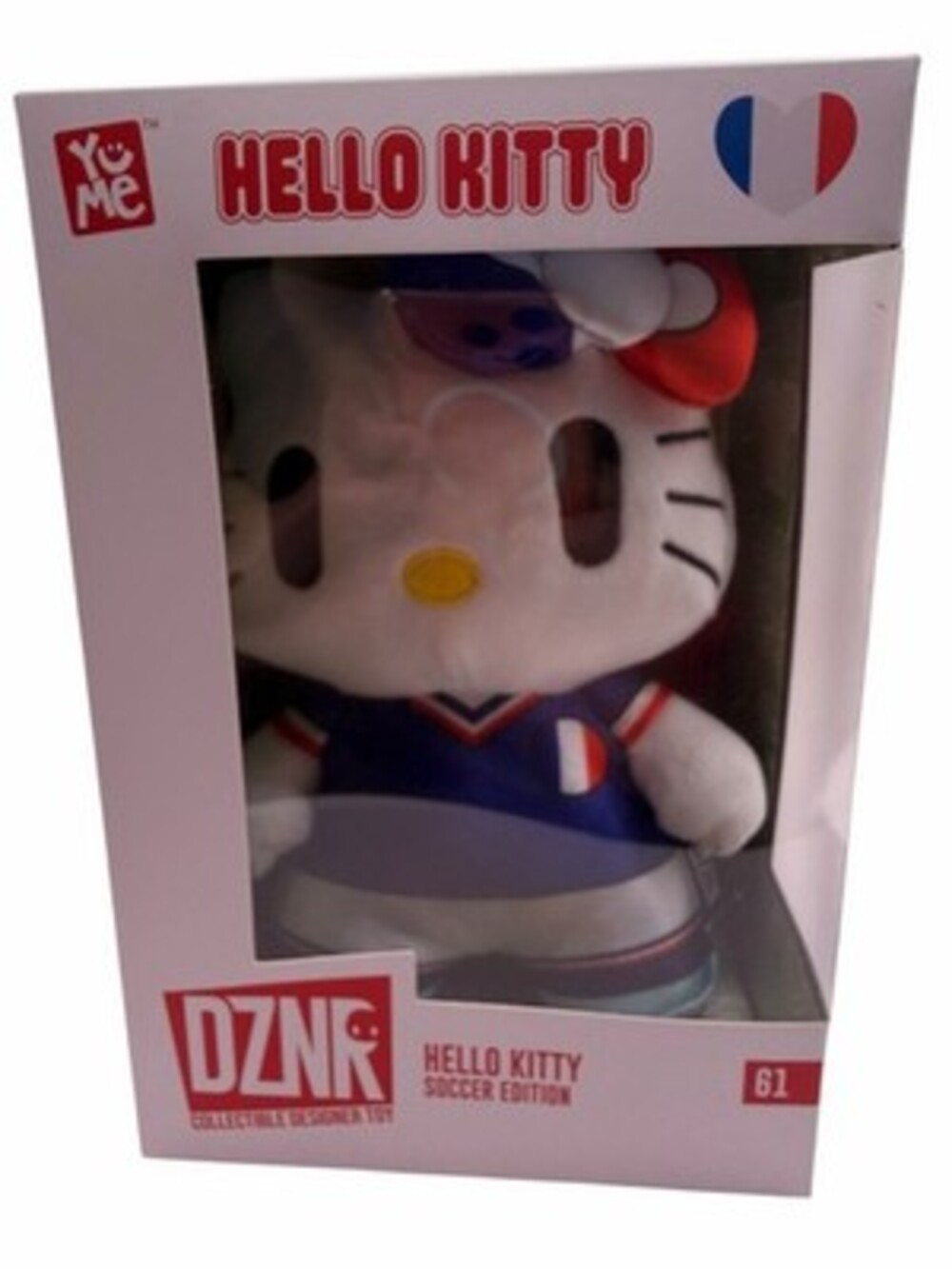 YuMe DZNR Hello Kitty- Soccer Edition Hello Kitty France Boxed 8” Plush